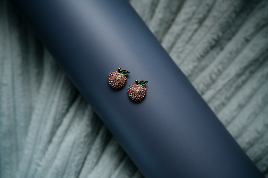 Peach Crystal Stud Earrings – Sparkling Fruit-Inspired Jewelry for Women & Girls;