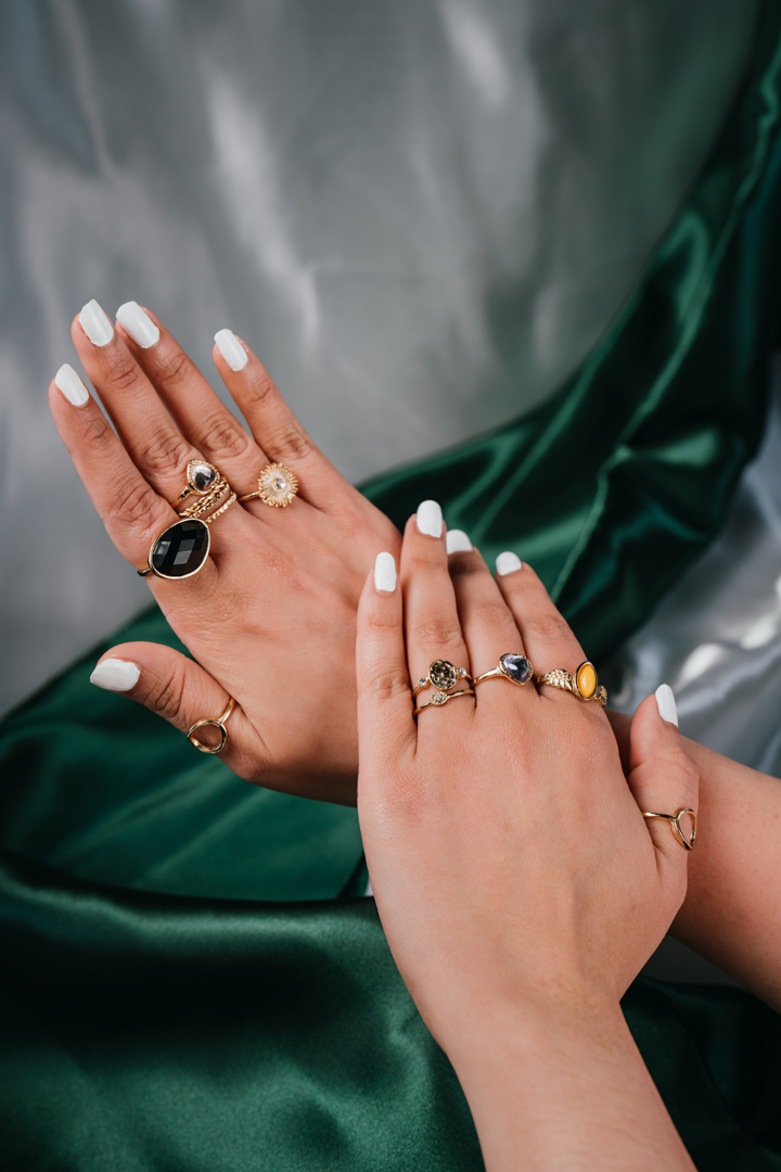 Vintage-Inspired Gold Ring Set – 10-Piece Mixed Stone & Textured Rings for Women,