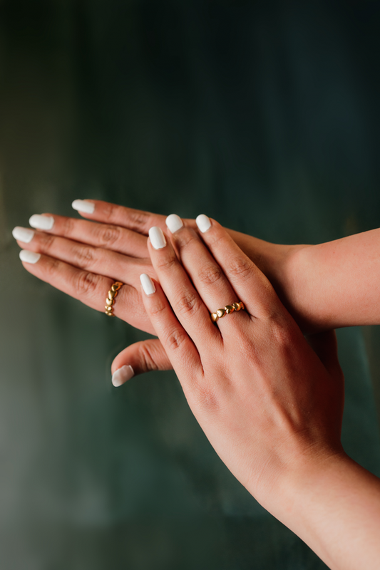 Gold Heart Chain Ring – Adjustable Dainty Love Band for Women