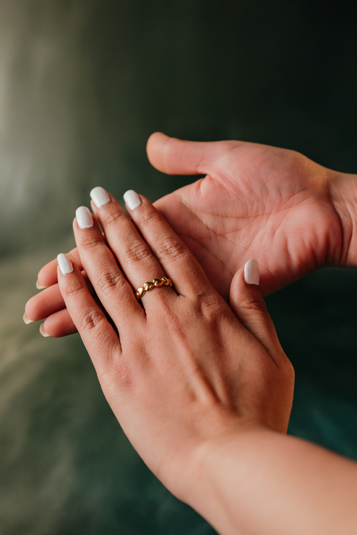 Gold Heart Chain Ring – Adjustable Dainty Love Band for Women