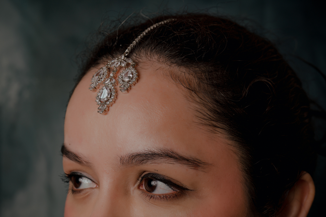 Silver Bridal Necklace Set – Heavy Diamond Look Choker with Statement Earrings