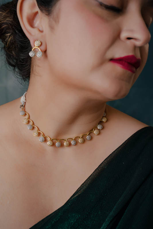 Antique Gold Temple Necklace Set – Long Kundan Haram with Earrings for Brides & Festive Wear