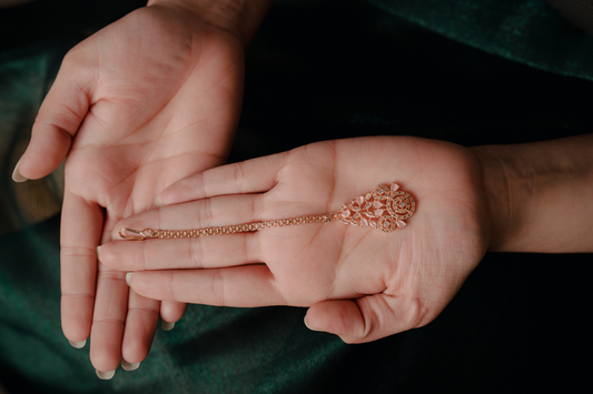 Rose Gold Bridal Choker Necklace Set – Intricate Stone-Studded Jewelry with Earrings for Women