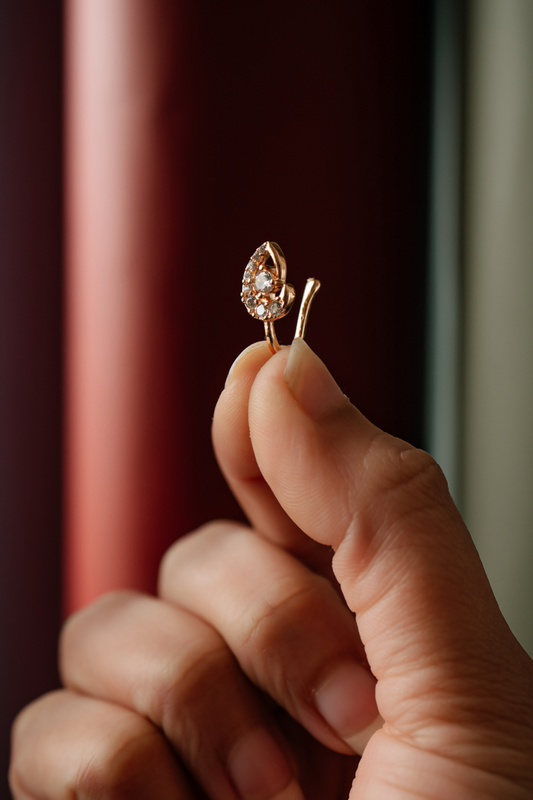 Rose Gold Champagne Diamond Nose Stud