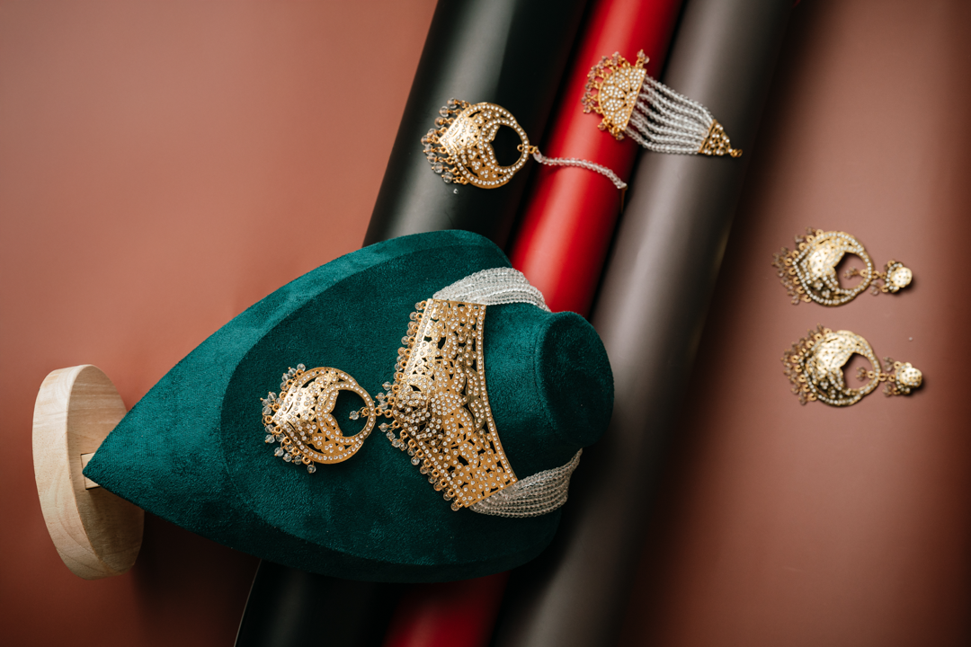 Rajasthani Gold Choker Necklace Set - Bikaner Inspired Pearl & Gold Jewellery