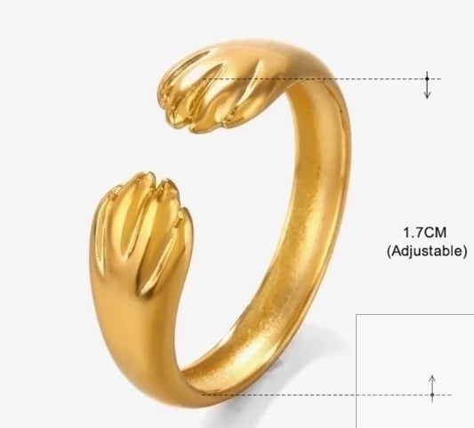 Silver Hug Ring – Adjustable Open Wrap Hug Ring for Women , Symbolic Minimalist Jewelry,