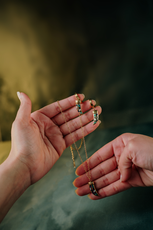 Boho Tribal Enamel Horn Dangle Earrings – Gold Plated Lucky Tusk Charm Earrings for Men & Women.