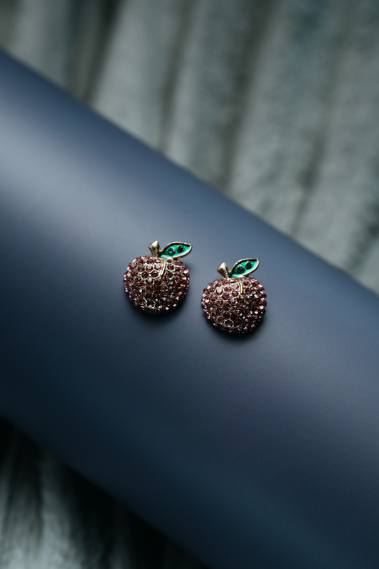 Peach Crystal Stud Earrings – Sparkling Fruit-Inspired Jewelry for Women & Girls;
