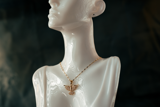 Gold-Plated Phoenix Pendant Necklace with Cubic Zirconia Crystals – Elegant Symbol of Rebirth & Strength.