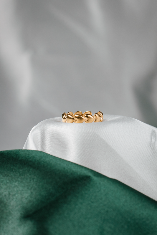 Gold Heart Chain Ring – Adjustable Dainty Love Band for Women
