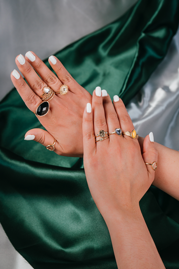 Vintage-Inspired Gold Ring Set – 10-Piece Mixed Stone & Textured Rings for Women,