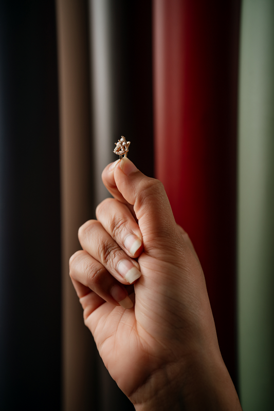 Elegant Trillion Diamond Nose Ring Stud - Unique Prong Set L-Bend Nose Pin Gold