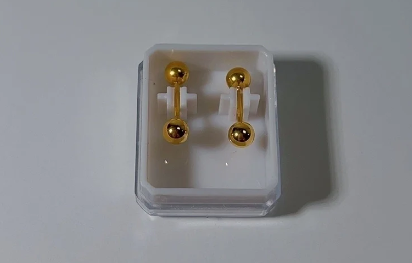 Minimalist Gold Barbell Stud Earrings – Unisex Surgical Steel Ball Earrings.