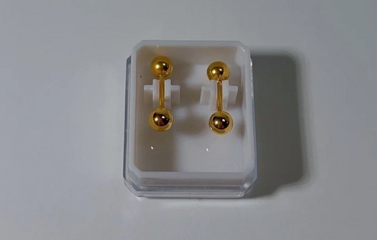 Minimalist Gold Barbell Stud Earrings – Unisex Surgical Steel Ball Earrings.